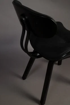 Chaise en cuir noir et bois de frêne Blackwood - Dutchbone