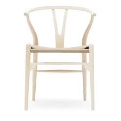 Chaise en frêne savonné et assise tissée naturelle 76cm CH24 - Carl Hansen & Søn
