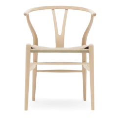 Chaise en hêtre savonné et assise tissée naturelle 76cm CH24 - Carl Hansen & Søn