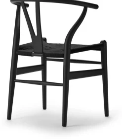 Chaise en hêtre soft black et assise tissée noire 76cm CH24 - Carl Hansen & Søn