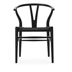 Chaise en hêtre soft black et assise tissée noire 76cm CH24 - Carl Hansen & Søn