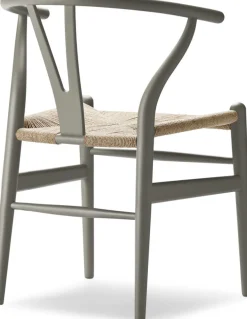 Chaise en hêtre soft clay et assise tissée naturelle 76cm CH24 - Carl Hansen & Søn
