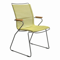 Chaise en métal avec grand dossier et plastique jaune citron 60x90cm Click - Houe