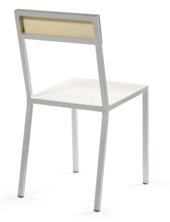 Chaise en métal blanc et ivoire 52x39x80cm - valerie_objects