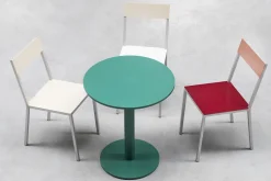 Chaise en métal blanc et ivoire 52x39x80cm - valerie_objects