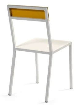Chaise en métal blanc et jaune 52x39x80cm - valerie_objects