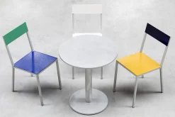 Chaise en métal bleu et vert 52x39x80cm - valerie_objects