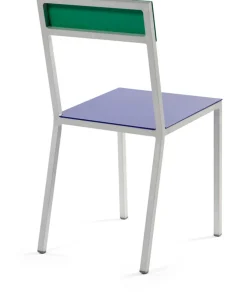 Chaise en métal bleu et vert 52x39x80cm - valerie_objects