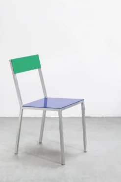 Chaise en métal bleu et vert 52x39x80cm - valerie_objects