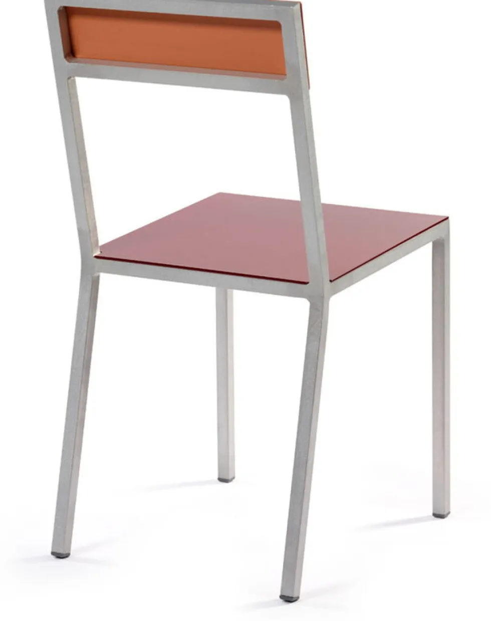 Chaise en métal bordeaux et rose 52x39x80cm - valerie_objects