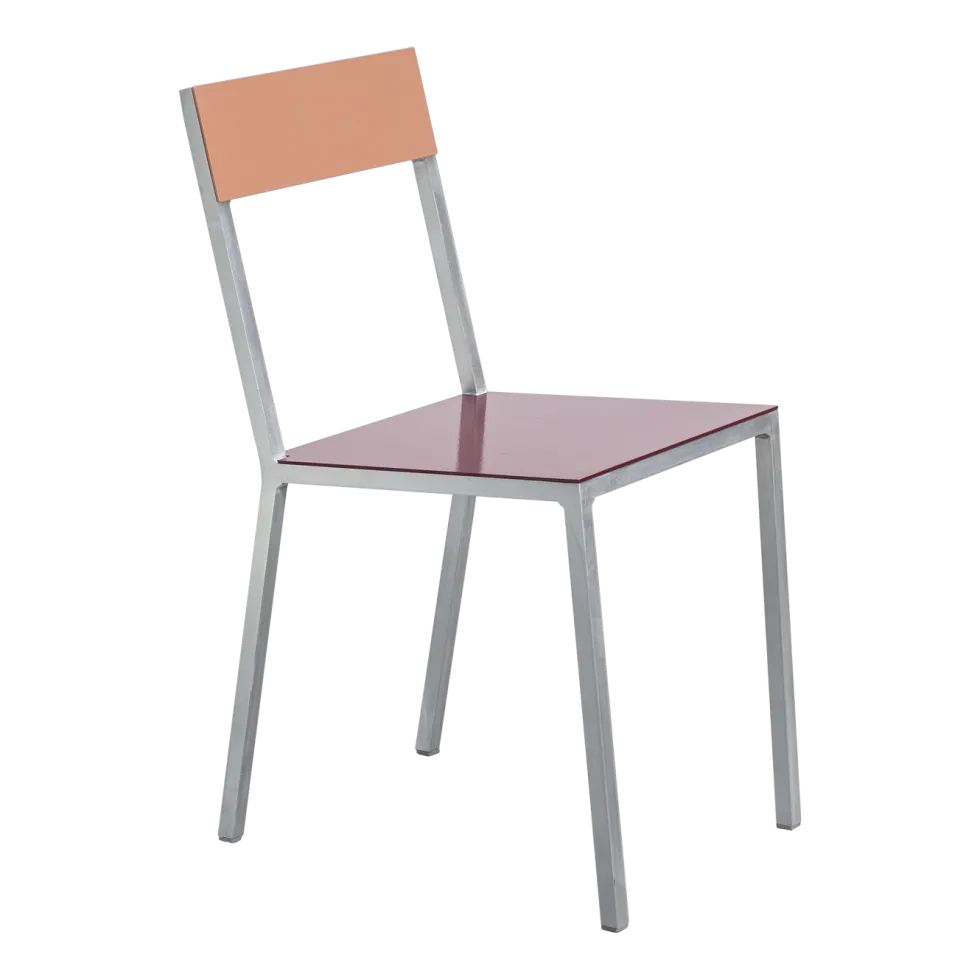 Chaise en métal bordeaux et rose 52x39x80cm - valerie_objects