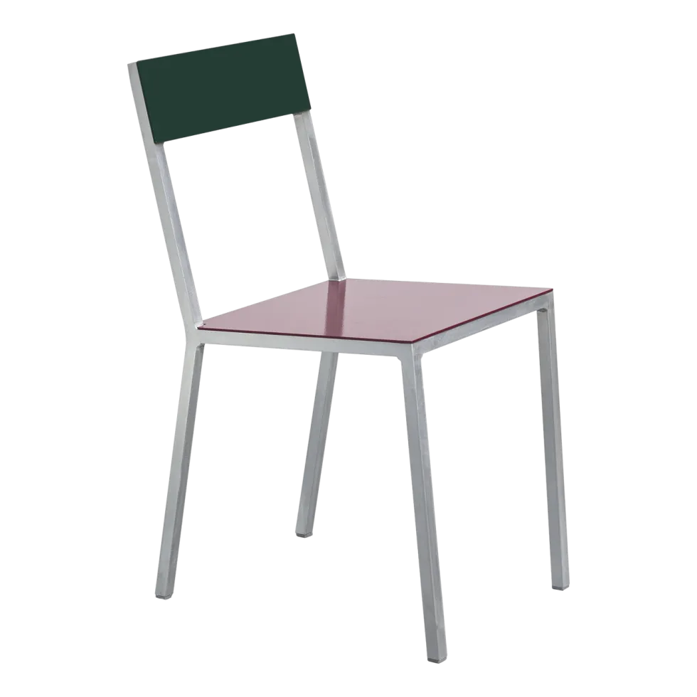Chaise en métal bordeaux et vert 52x39x80cm - valerie_objects