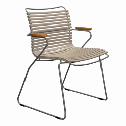 Chaise en métal et plastique beige avec accoudoirs 60x90cm Click - Houe