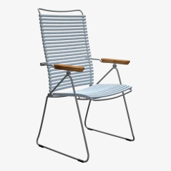 Chaise en métal et plastique bleu givré avec accoudoirs 106,5x58,5cm Click - Houe
