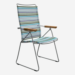 Chaise en métal et plastique multicolore bleu avec accoudoirs 106,5x58,5cm Click - Houe
