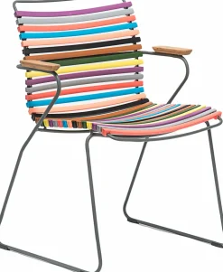 Chaise en métal et plastique multicolore rouge / jaune avec accoudoirs CLICK - Houe