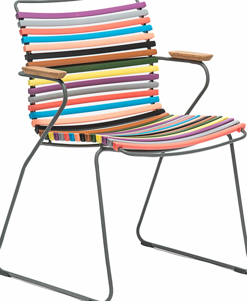 Chaise en métal et plastique multicolore rouge / jaune avec accoudoirs CLICK - Houe