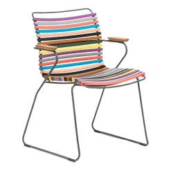 Chaise en métal et plastique multicolore rouge / jaune avec accoudoirs CLICK - Houe