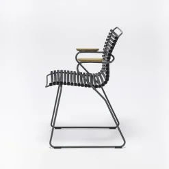 Chaise en métal et plastique noir avec accoudoirs CLICK - Houe