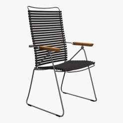 Chaise en métal et plastique noir avec accoudoirs 106,5x58,5cm Click - Houe
