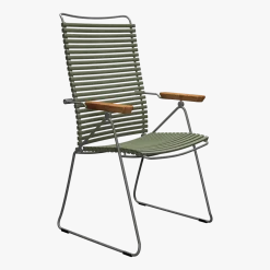 Chaise en métal et plastique olive avec accoudoirs 106,5x58,5cm Click - Houe