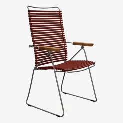 Chaise en métal et plastique paprika avec accoudoirs 106,5x58,5cm Click - Houe