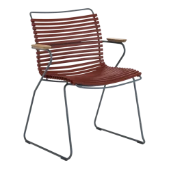 Chaise en métal et plastique rouge Paprika avec accoudoirs CLICK - Houe