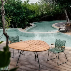 Chaise en métal et plastique vert olive avec accoudoirs CLICK - Houe