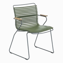 Chaise en métal et plastique vert olive avec accoudoirs CLICK - Houe