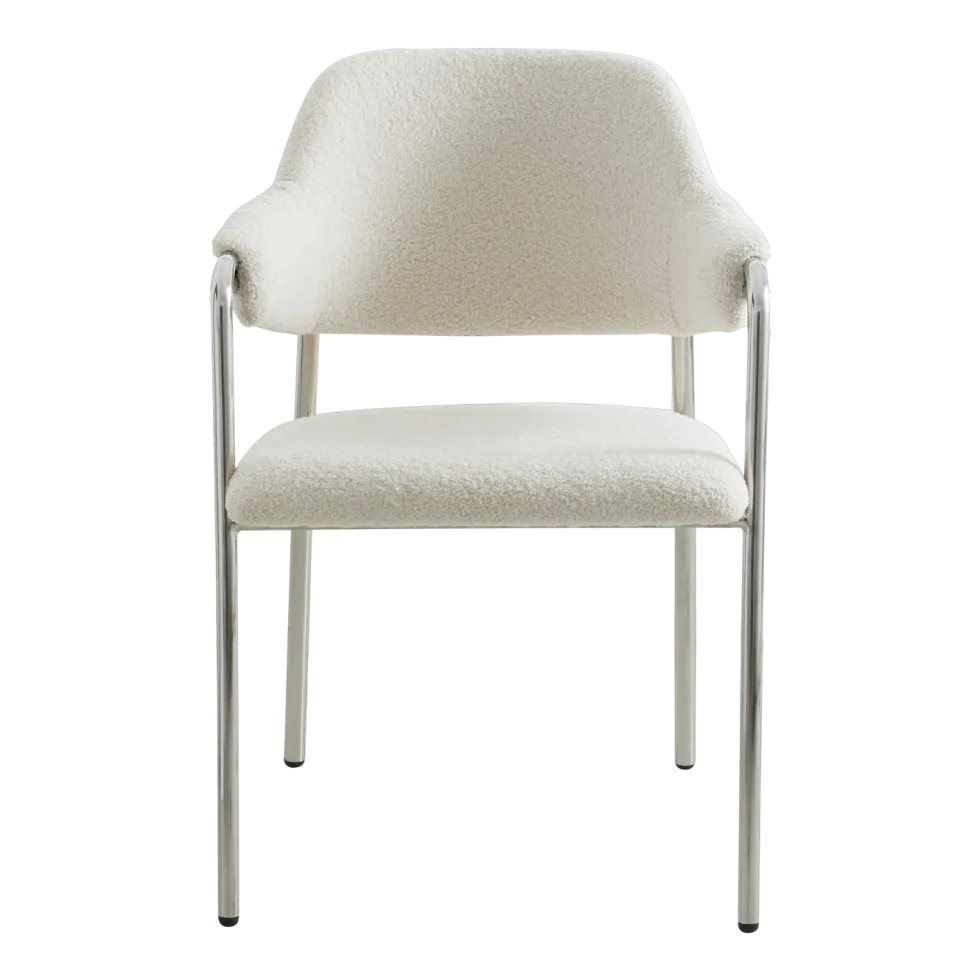 Chaise en métal et tissus blanc peluche Albert - Nordal