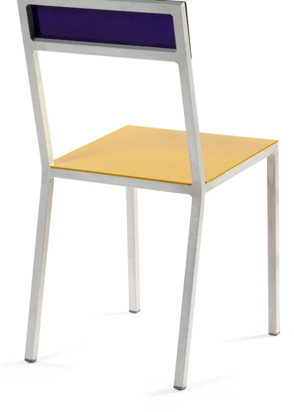 Chaise en métal jaune et bleu 52x39x80cm - valerie_objects