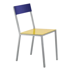 Chaise en métal jaune et bleu 52x39x80cm - valerie_objects