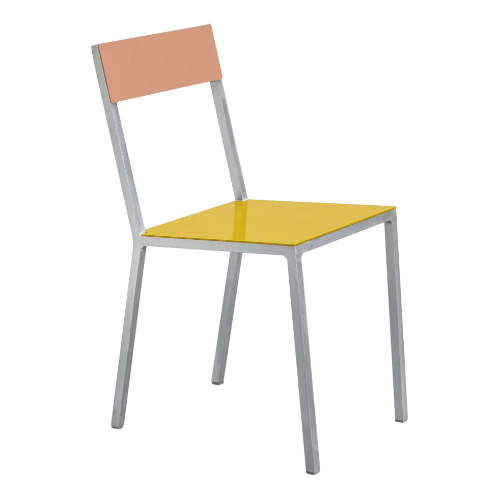 Chaise en métal jaune et rose 52x39x80cm - valerie_objects