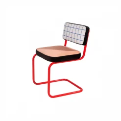 Chaise en métal rouge et tissu rose Blue grid - Seletti