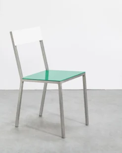 Chaise en métal vert et blanc 52x39x80cm - valerie_objects