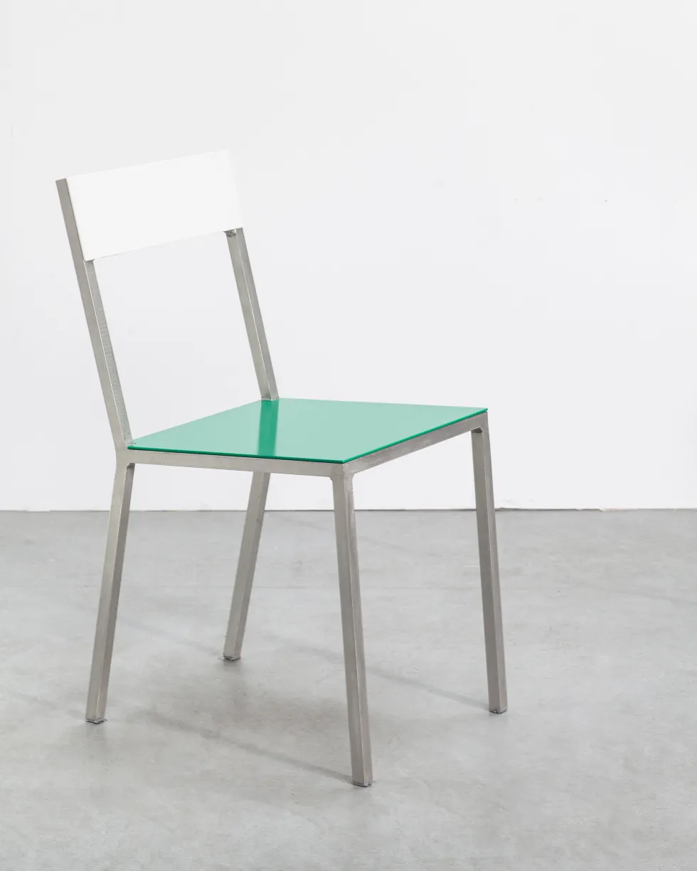 Chaise en métal vert et blanc 52x39x80cm - valerie_objects