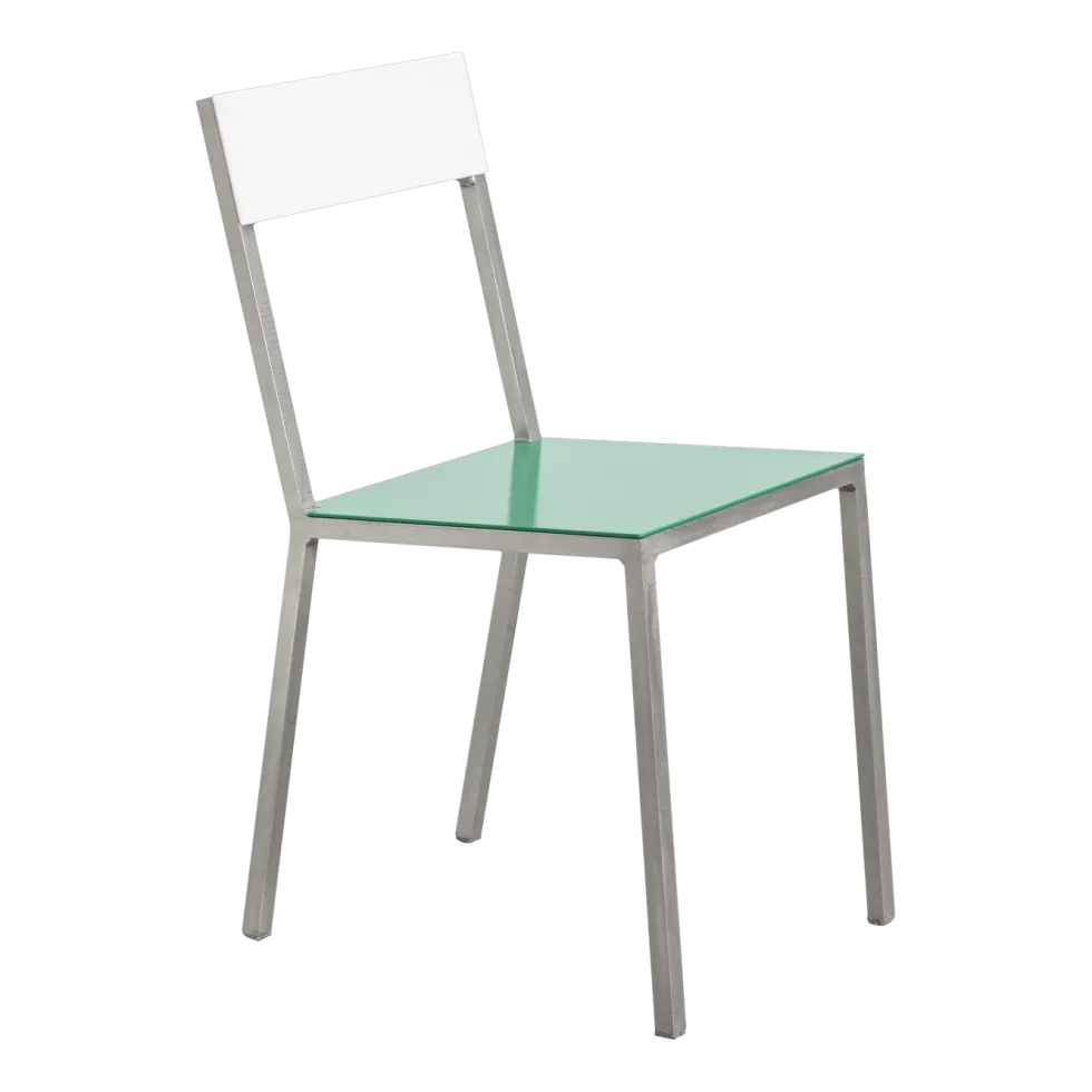 Chaise en métal vert et blanc 52x39x80cm - valerie_objects