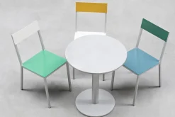 Chaise en métal vert et blanc 52x39x80cm - valerie_objects