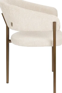 Chaise en tissu beige et acier bronze Naida - Dutchbone