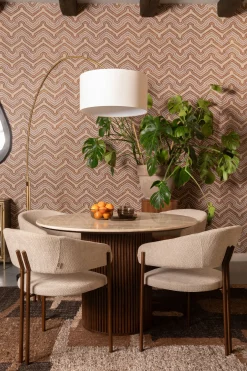 Chaise en tissu beige et acier bronze Naida - Dutchbone