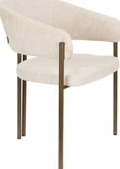 Chaise en tissu beige et acier bronze Naida - Dutchbone