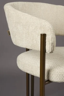 Chaise en tissu beige et acier bronze Naida - Dutchbone