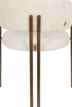 Chaise en tissu beige et acier bronze Naida - Dutchbone
