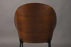 Chaise en tissu beige et bois de frêne et métal noir Rodin - Dutchbone