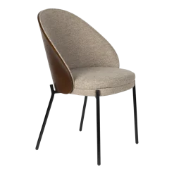 Chaise en tissu beige et bois de frêne et métal noir Rodin - Dutchbone