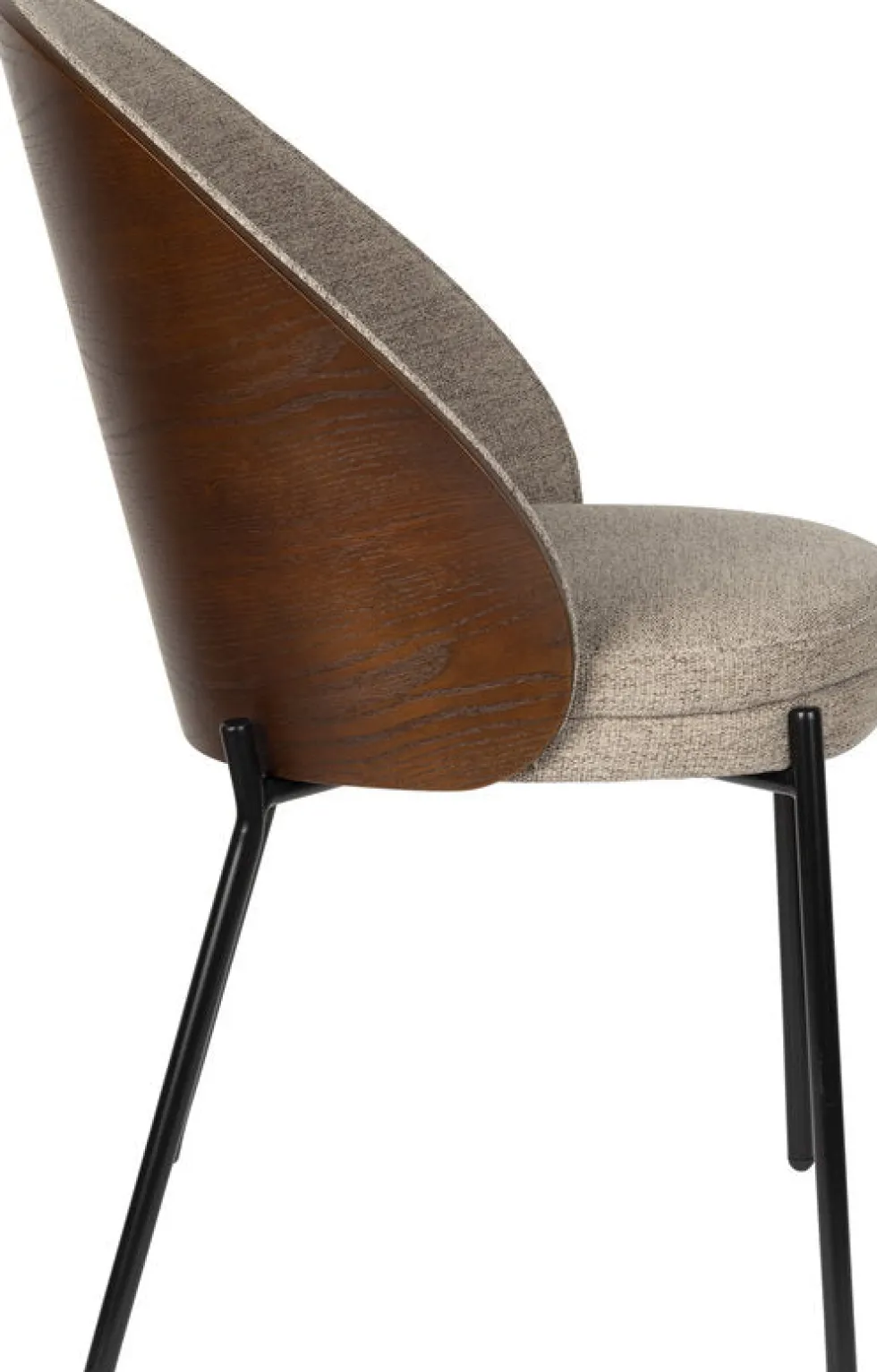 Chaise en tissu beige et bois de frêne et métal noir Rodin - Dutchbone