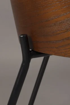 Chaise en tissu beige et bois de frêne et métal noir Rodin - Dutchbone