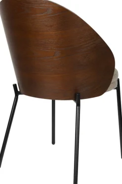 Chaise en tissu beige et bois de frêne et métal noir Rodin - Dutchbone