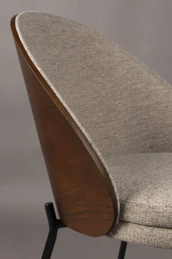 Chaise en tissu beige et bois de frêne et métal noir Rodin - Dutchbone