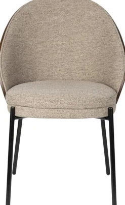 Chaise en tissu beige et bois de frêne et métal noir Rodin - Dutchbone